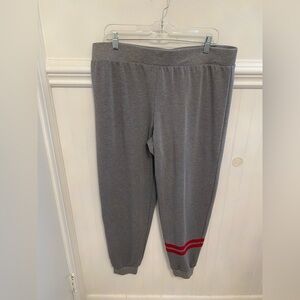 Women's Gray Pajama Pants with Red Stripe